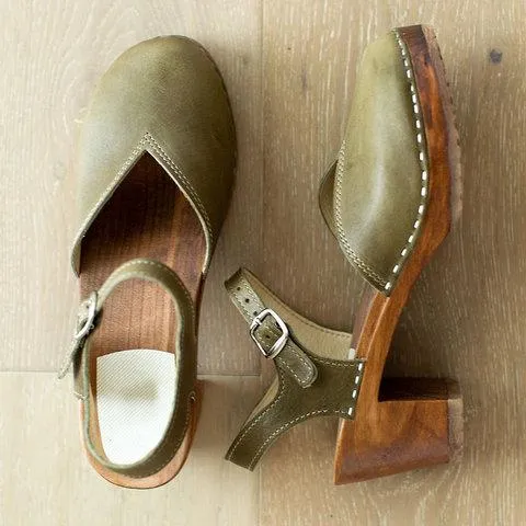 Clogs For Vintage Buckle Strap Closed Toe Shoes