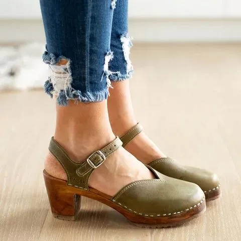Clogs For Vintage Buckle Strap Closed Toe Shoes