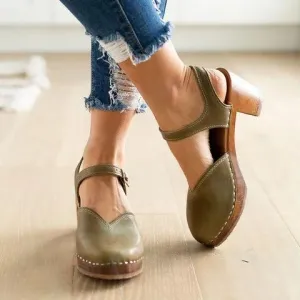 Clogs For Vintage Buckle Strap Closed Toe Shoes