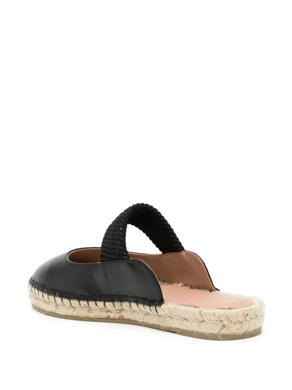 CLOSED TOE FLAT MULE WITH ELASTIC ON ESPADRILLE SOLE