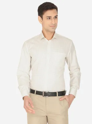 Cream & Blue Checked Regular Fit Formal Shirt | Greenfibre