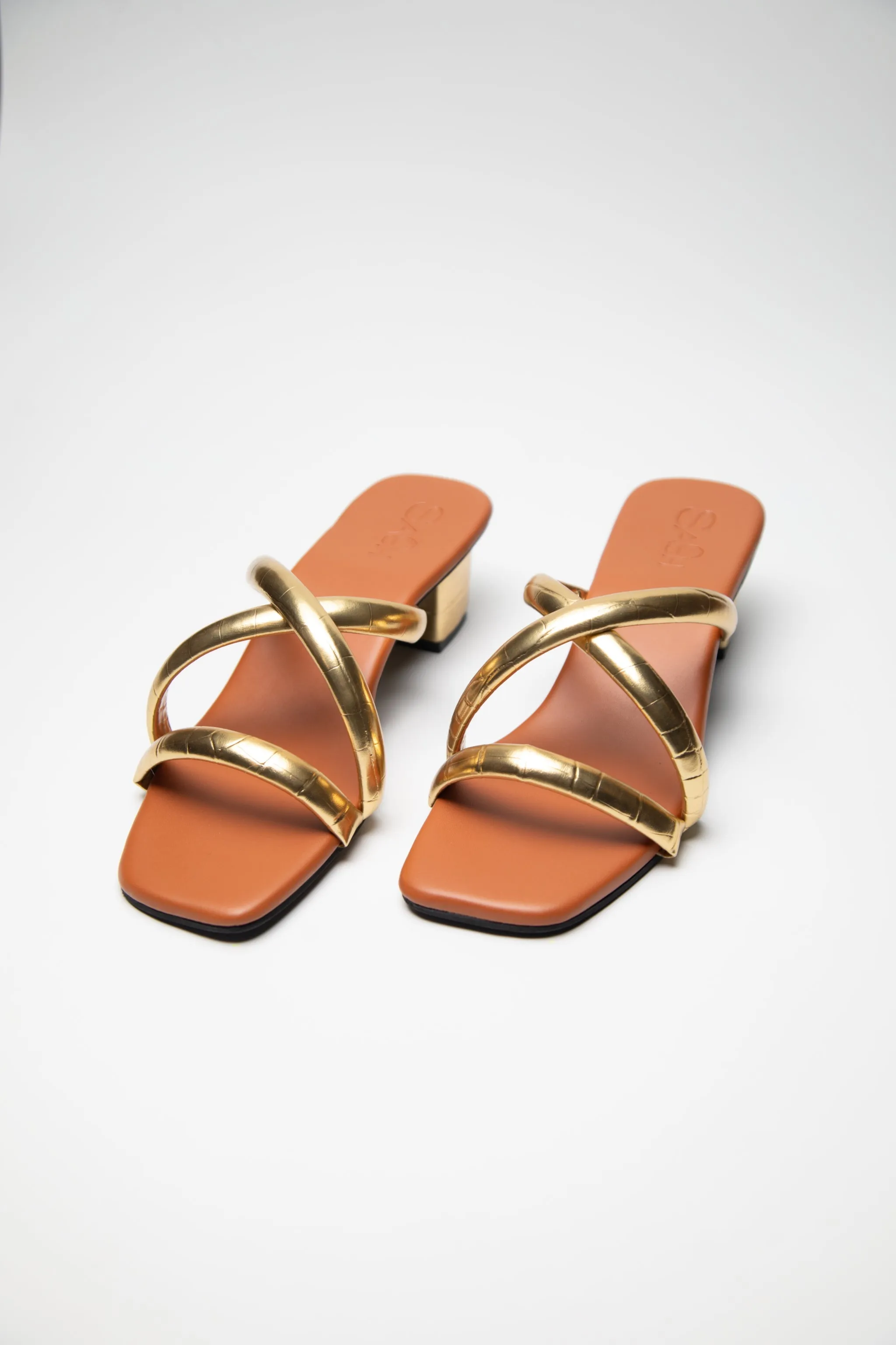 Cross Strapped Blocks - Gold