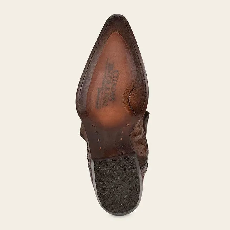 Cuadra Men's Honey Ostrich Laser & Embroidery Snip Toe