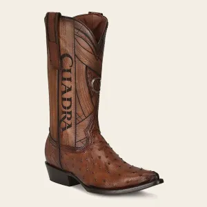 Cuadra Men's Honey Ostrich Laser & Embroidery Snip Toe