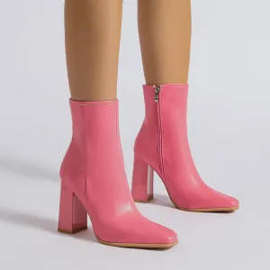 DENAL - Elegant Pink High-Heeled Ankle Boots