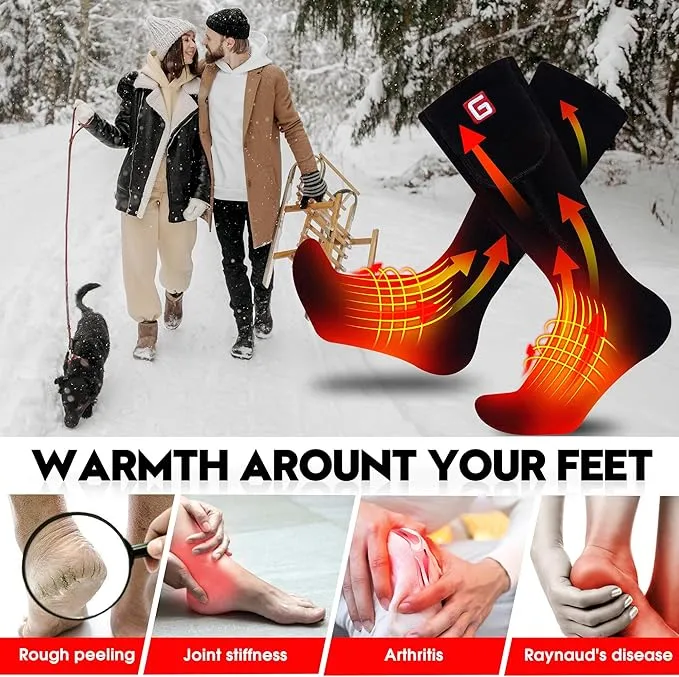 Electric Heated Socks Rechargebale Battery Powered Heating Socks for Men Women,Winter Thermal Insulated Thick Sox Kit for Chronically Cold Feet,Novelty Sports Hunting Hiking Skiing Foot Warmer Socks