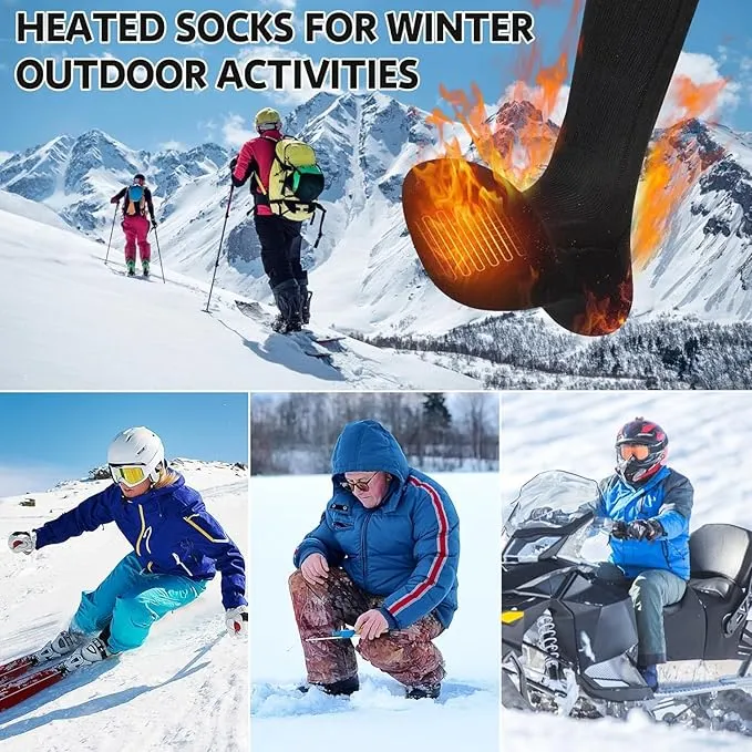 Electric Heated Socks Rechargebale Battery Powered Heating Socks for Men Women,Winter Thermal Insulated Thick Sox Kit for Chronically Cold Feet,Novelty Sports Hunting Hiking Skiing Foot Warmer Socks