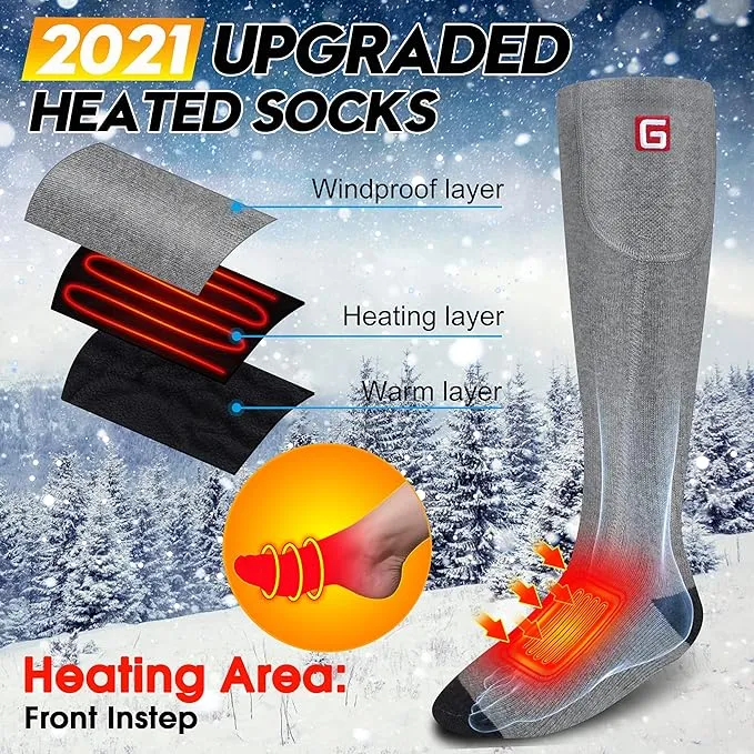 Electric Heated Socks Rechargebale Battery Powered Heating Socks for Men Women,Winter Thermal Insulated Thick Sox Kit for Chronically Cold Feet,Novelty Sports Hunting Hiking Skiing Foot Warmer Socks
