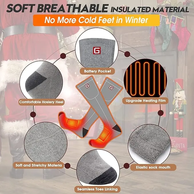 Electric Heated Socks Rechargebale Battery Powered Heating Socks for Men Women,Winter Thermal Insulated Thick Sox Kit for Chronically Cold Feet,Novelty Sports Hunting Hiking Skiing Foot Warmer Socks