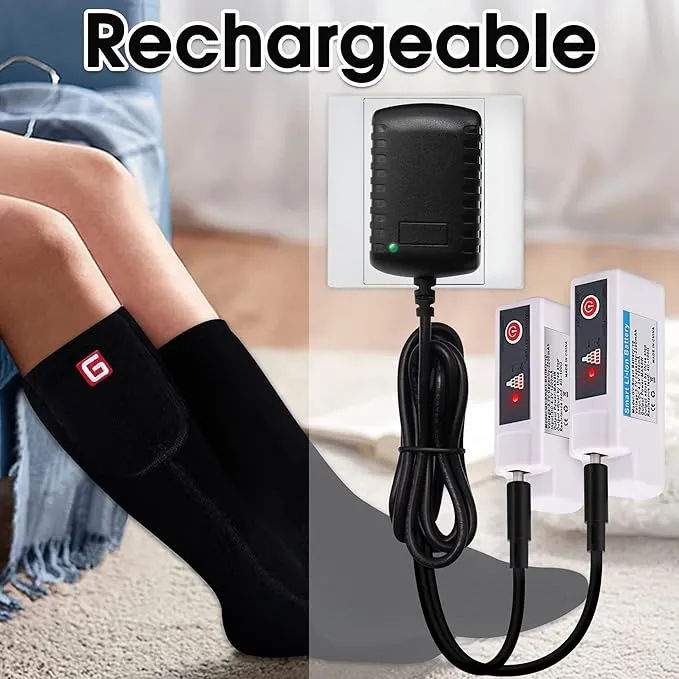 Electric Heated Socks Rechargebale Battery Powered Heating Socks for Men Women,Winter Thermal Insulated Thick Sox Kit for Chronically Cold Feet,Novelty Sports Hunting Hiking Skiing Foot Warmer Socks