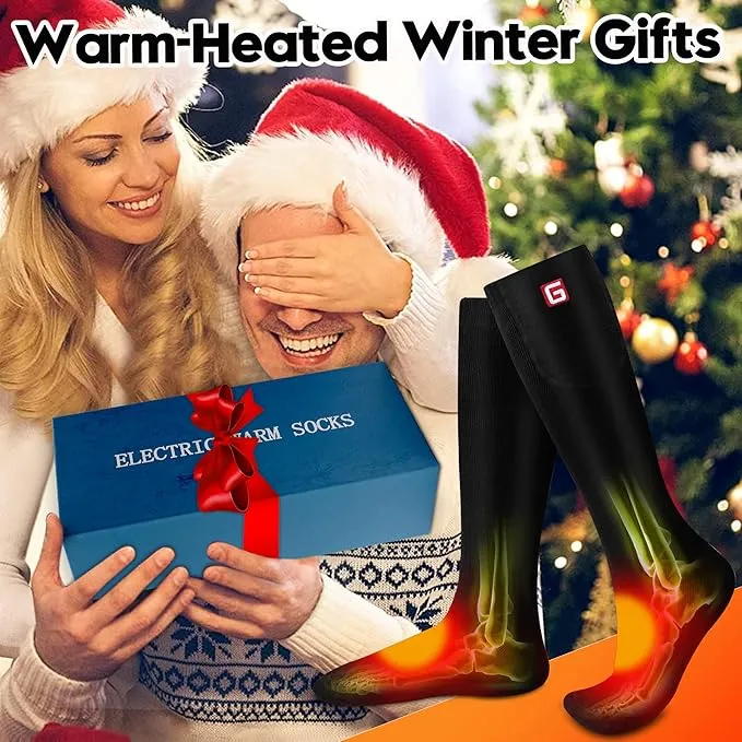 Electric Heated Socks Rechargebale Battery Powered Heating Socks for Men Women,Winter Thermal Insulated Thick Sox Kit for Chronically Cold Feet,Novelty Sports Hunting Hiking Skiing Foot Warmer Socks