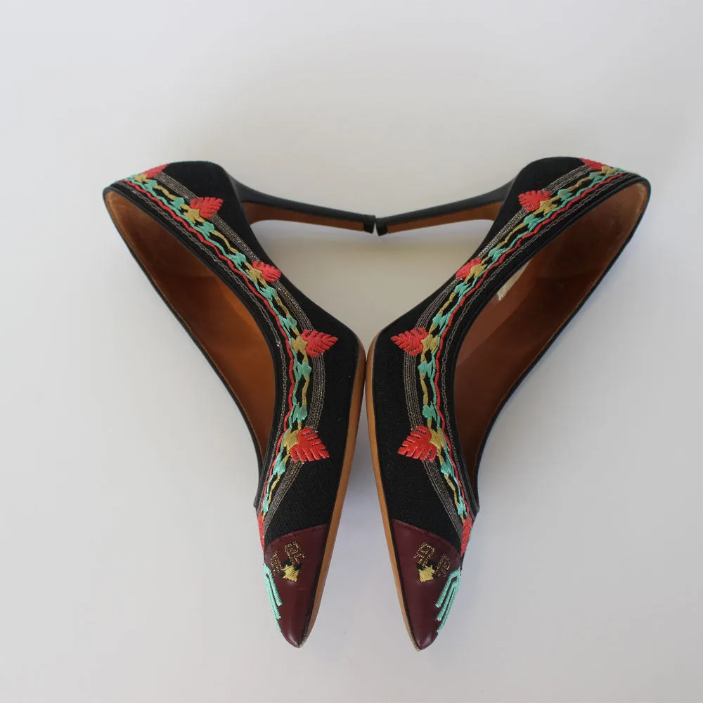 Embroidered Multi Color Pumps