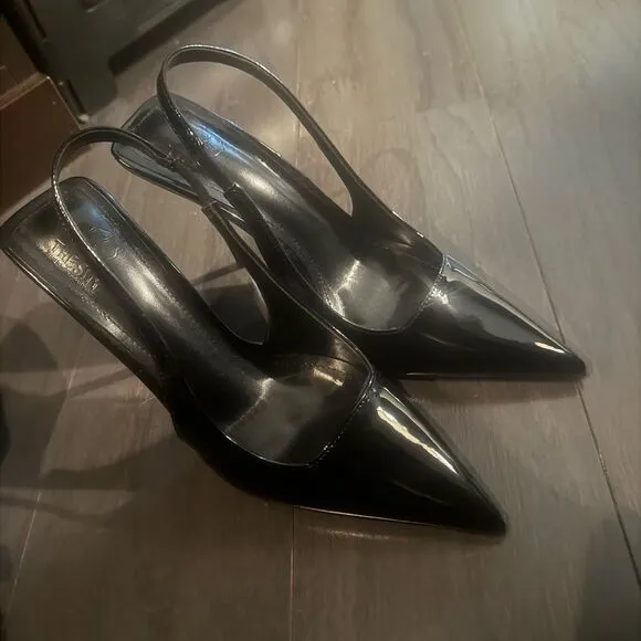 Excellent condition black sling back heels