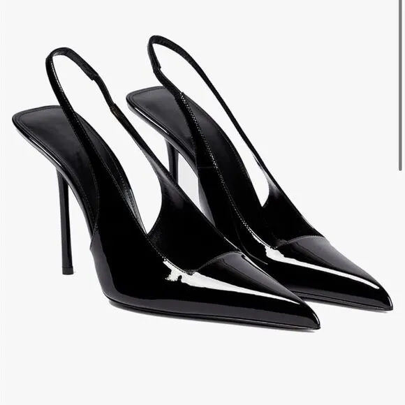 Excellent condition black sling back heels