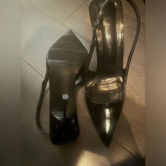 Excellent condition black sling back heels