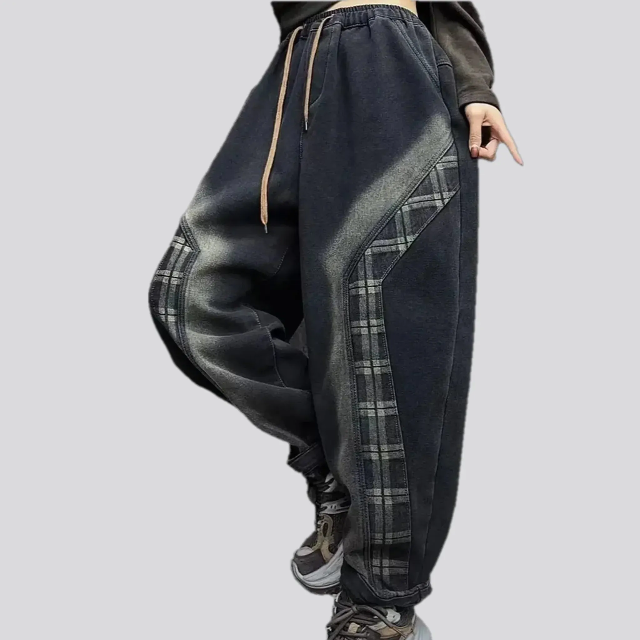 Fashion baggy insulated women's jeans joggers