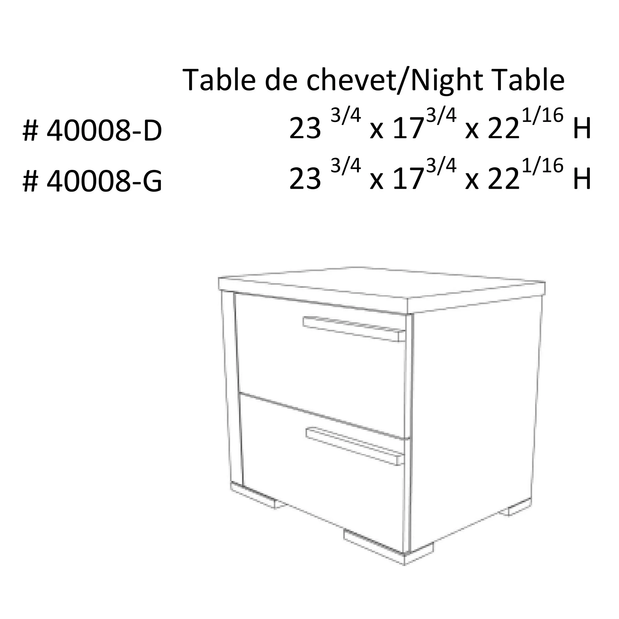 Gabriella left 2 drawer night table storage home decor, java & white