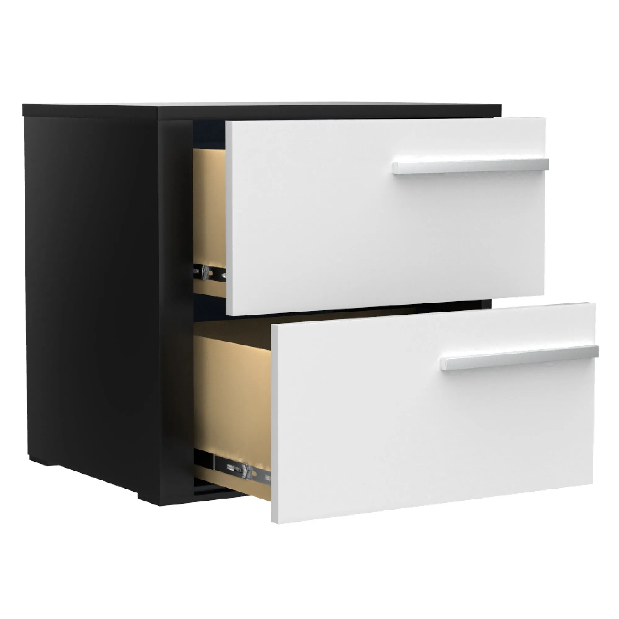 Gabriella left 2 drawer night table storage home decor, java & white
