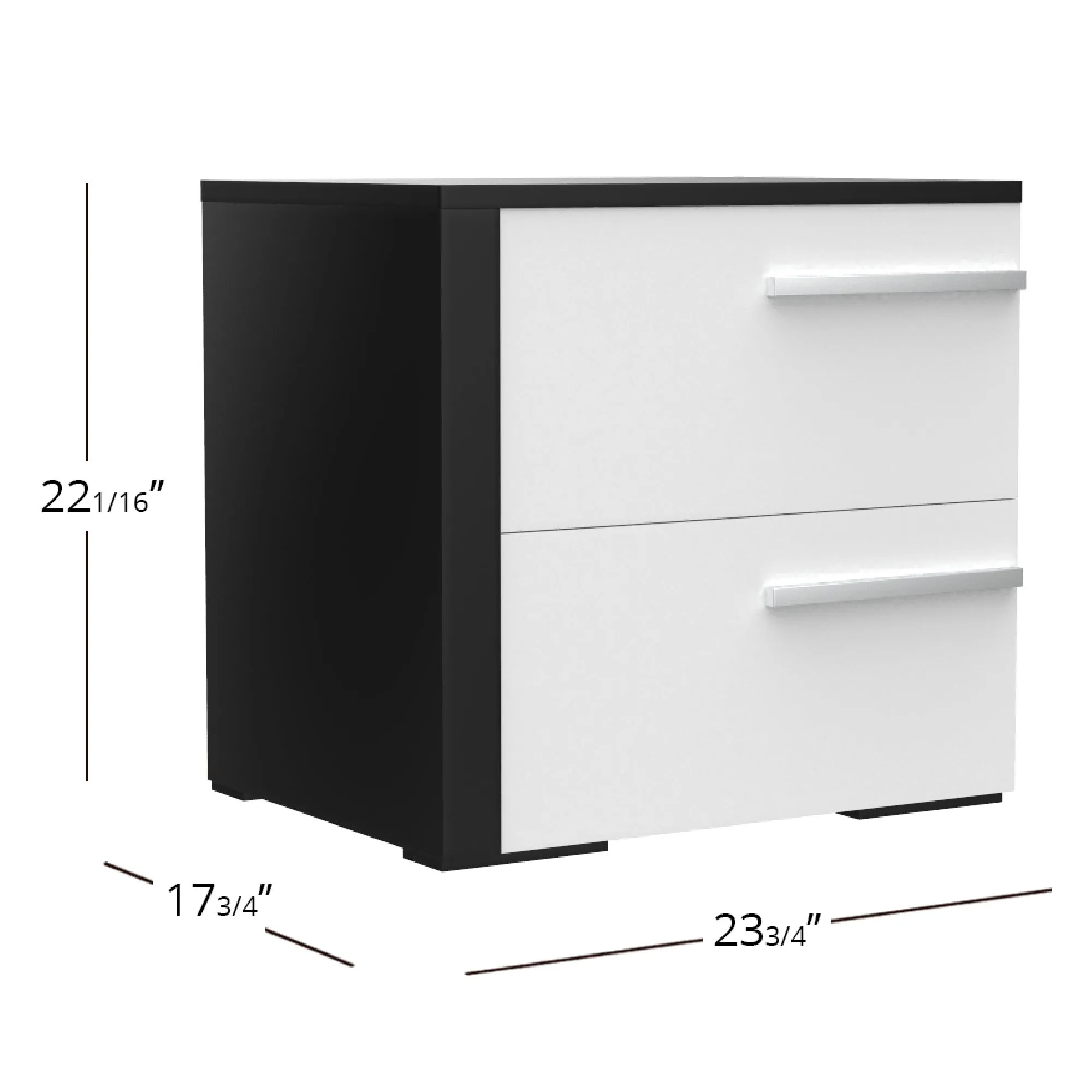 Gabriella left 2 drawer night table storage home decor, java & white