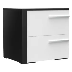 Gabriella left 2 drawer night table storage home decor, java & white