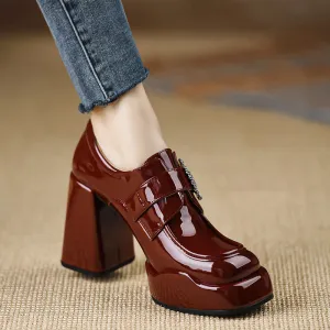Glossy Heels with Crystal Strap