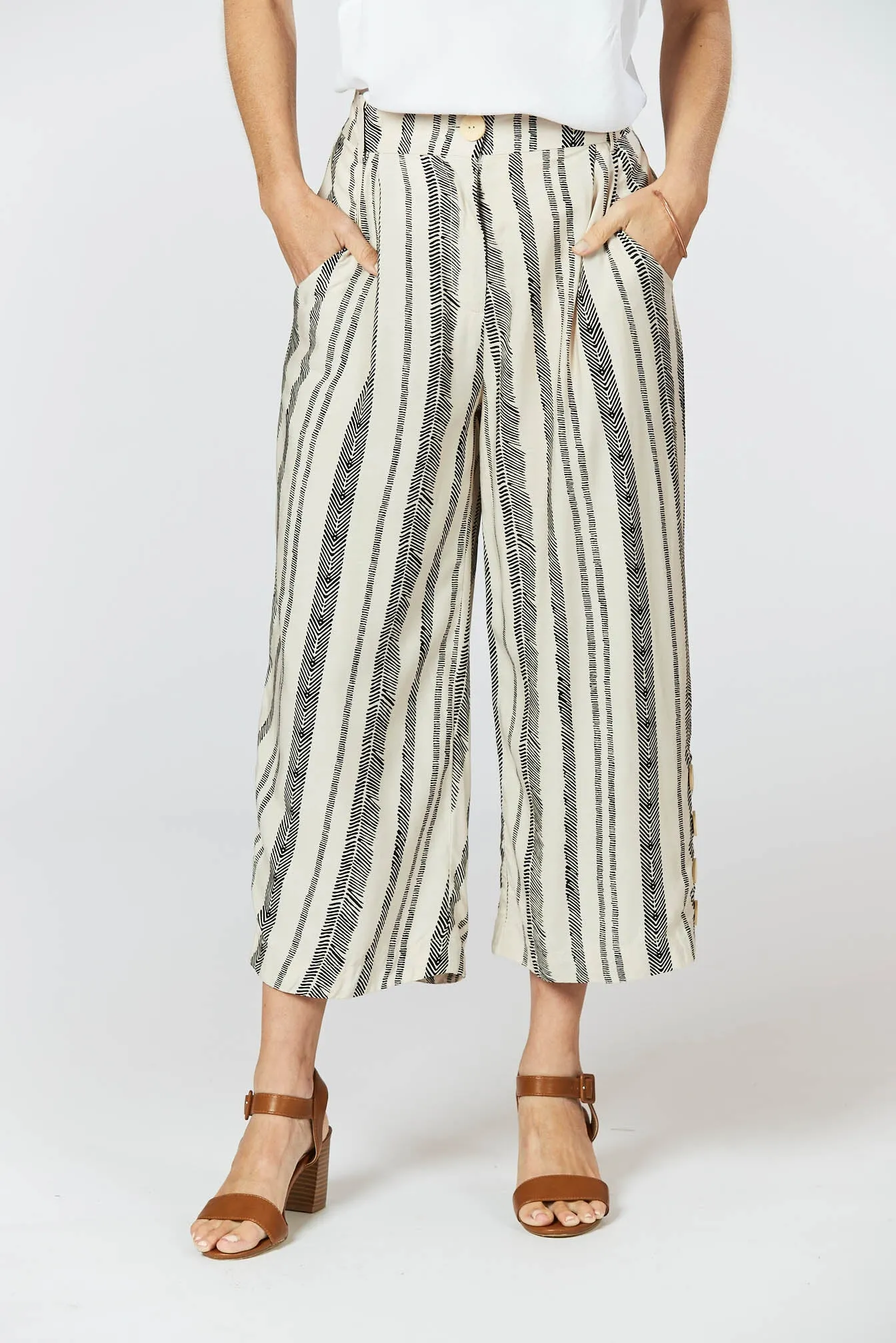 Harmony Pants - Seashell Feather Print
