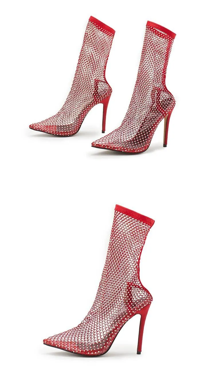 Heel boots - Shoes Heel, vintage, High Heel, retro high heels, retro heels, vintage boots, high heel boots, mesh