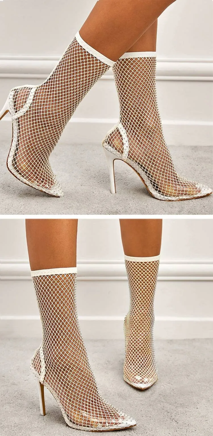 Heel boots - Shoes Heel, vintage, High Heel, retro high heels, retro heels, vintage boots, high heel boots, mesh