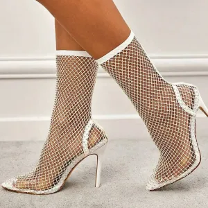 Heel boots - Shoes Heel, vintage, High Heel, retro high heels, retro heels, vintage boots, high heel boots, mesh