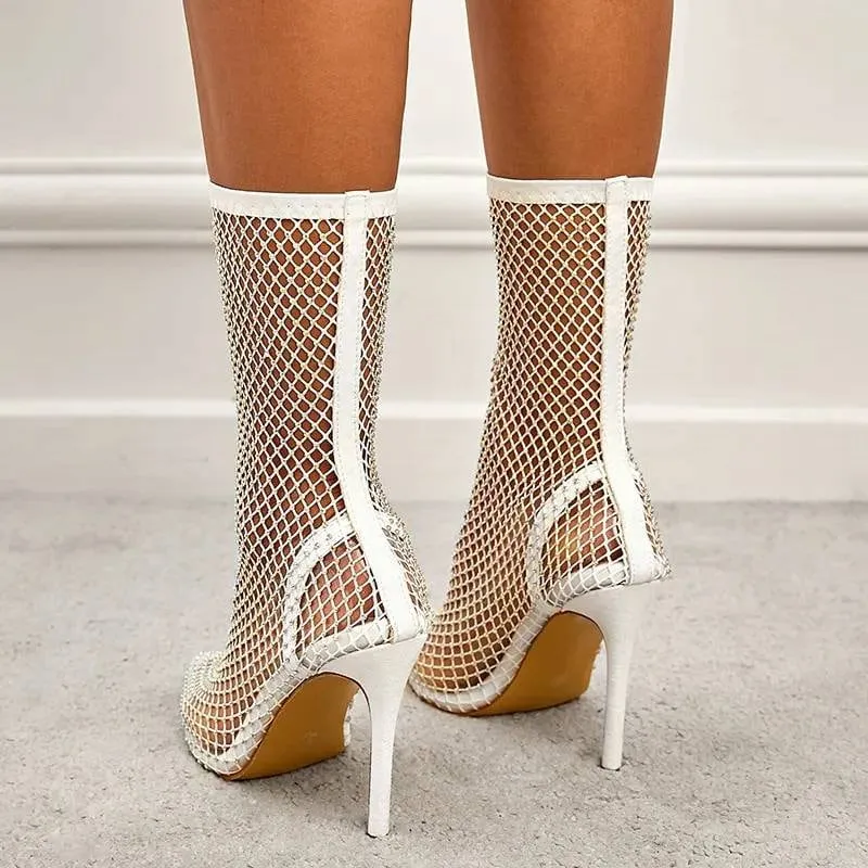 Heel boots - Shoes Heel, vintage, High Heel, retro high heels, retro heels, vintage boots, high heel boots, mesh