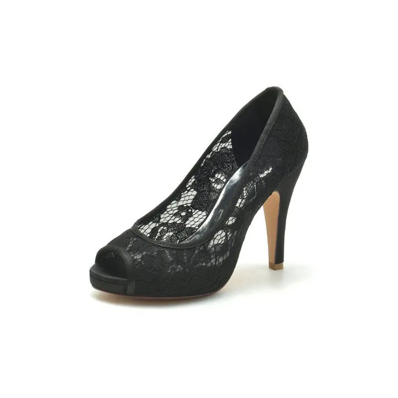 High Heels with Lace Embellishments