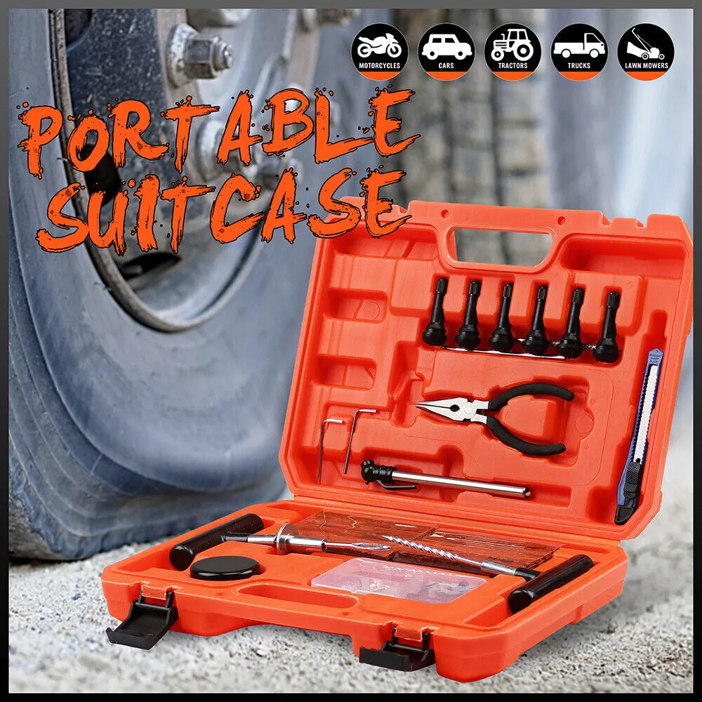 HORUSDY 108Pcs Tire Repair Kit Car Tyre Puncture Repair Tools Fix Plug Flats Patch
