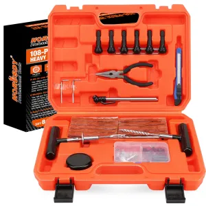 HORUSDY 108Pcs Tire Repair Kit Car Tyre Puncture Repair Tools Fix Plug Flats Patch