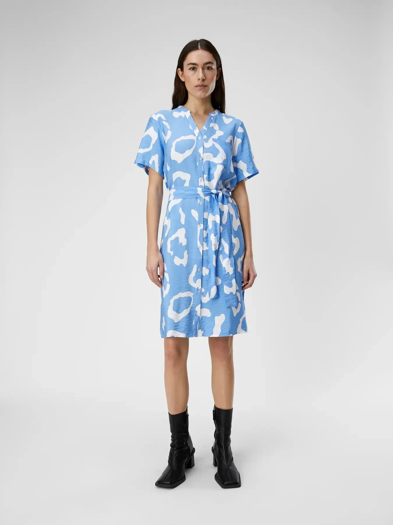Jacira Providence Blue Belted Shirt Dress