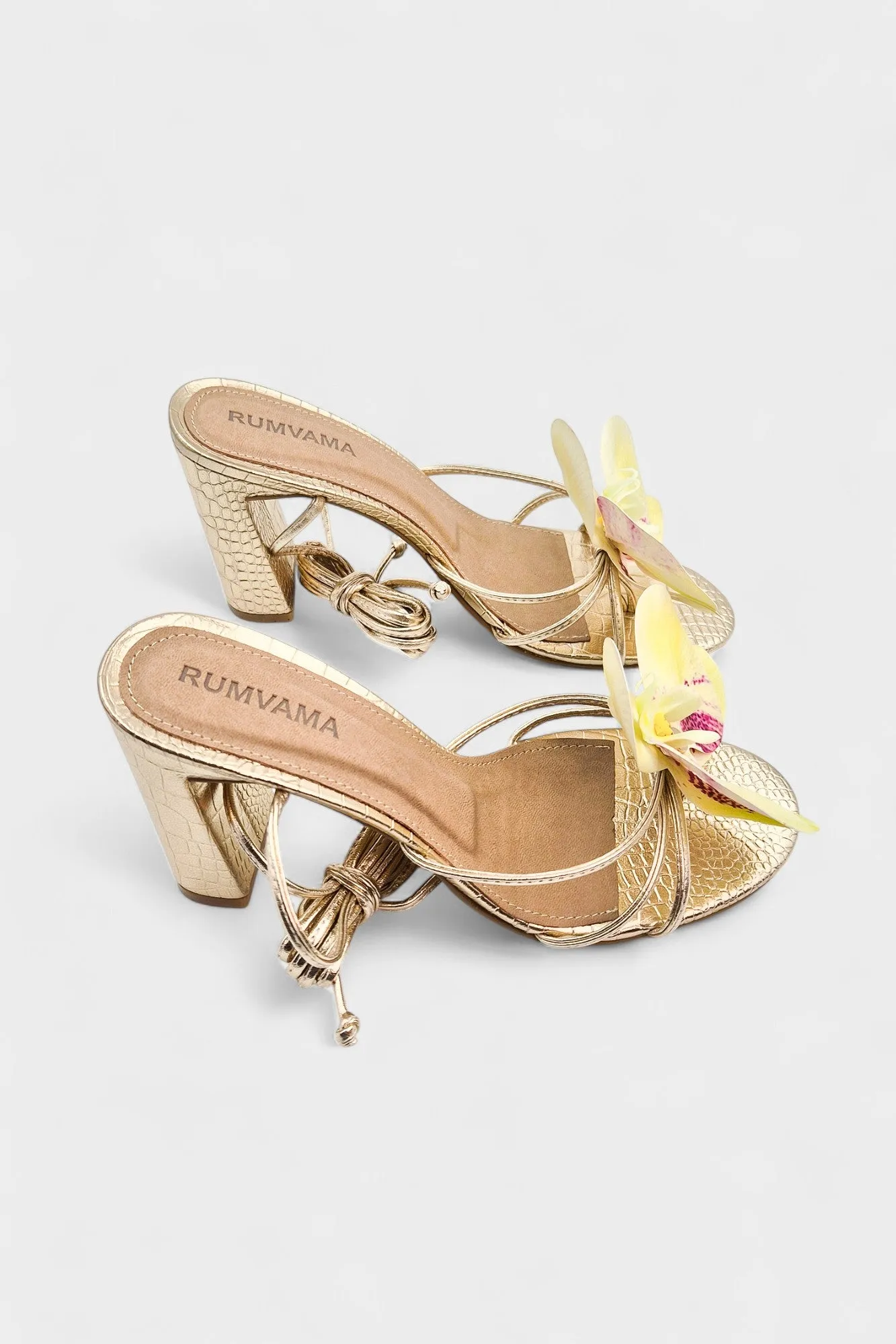 Lemon Orchid Gold Heels