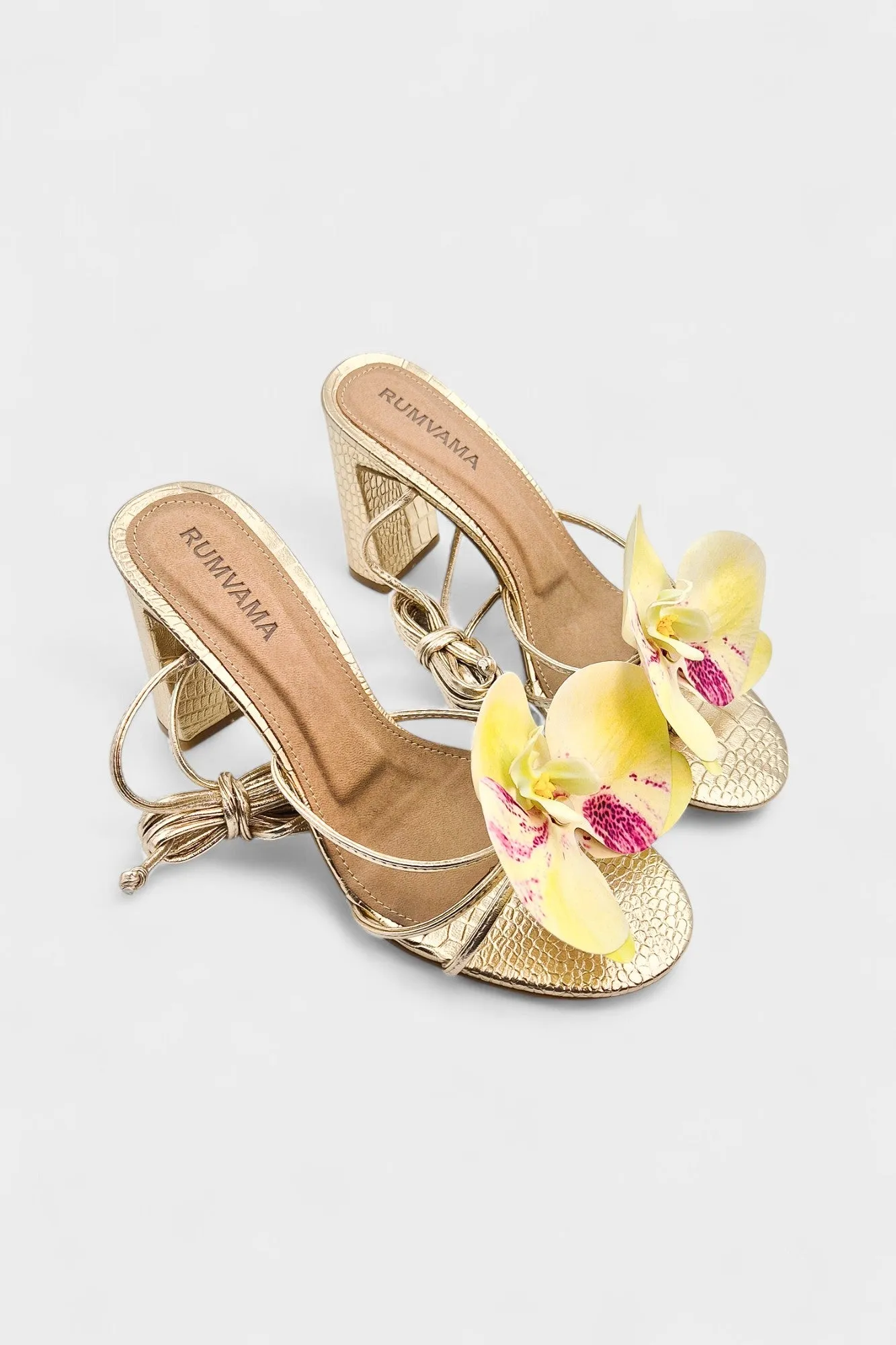 Lemon Orchid Gold Heels