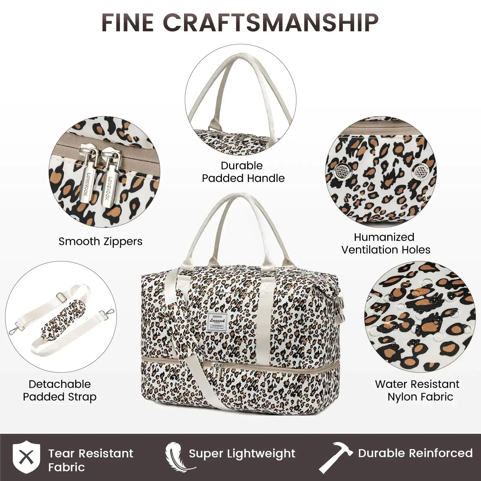 Leopard print duffel travel bag