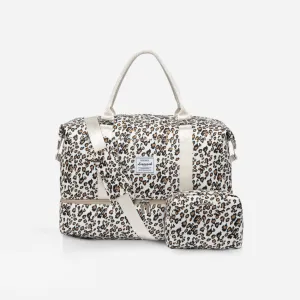 Leopard print duffel travel bag