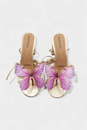 Lilac Butterfly Gold Heels