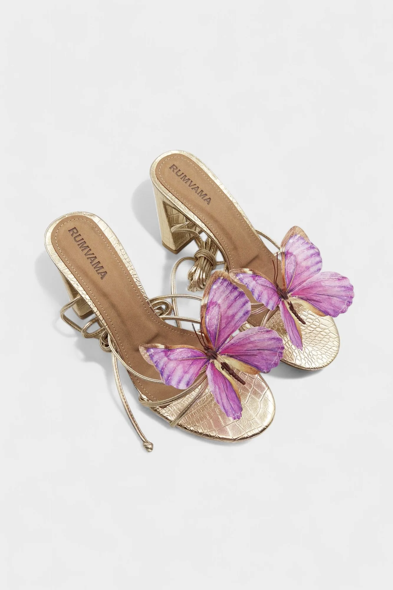 Lilac Butterfly Gold Heels