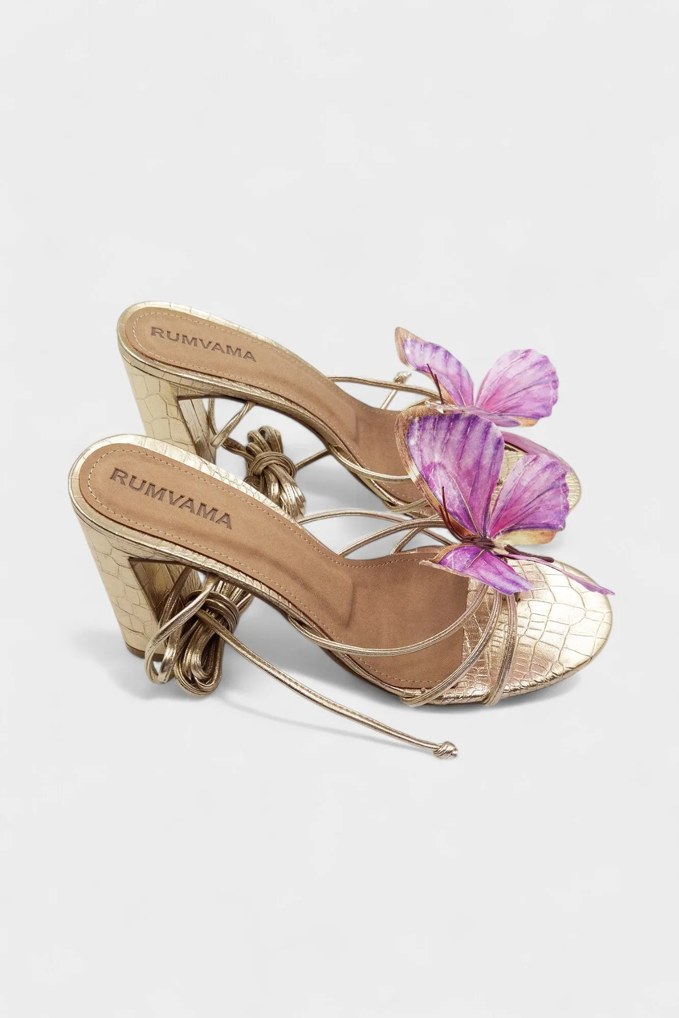 Lilac Butterfly Gold Heels