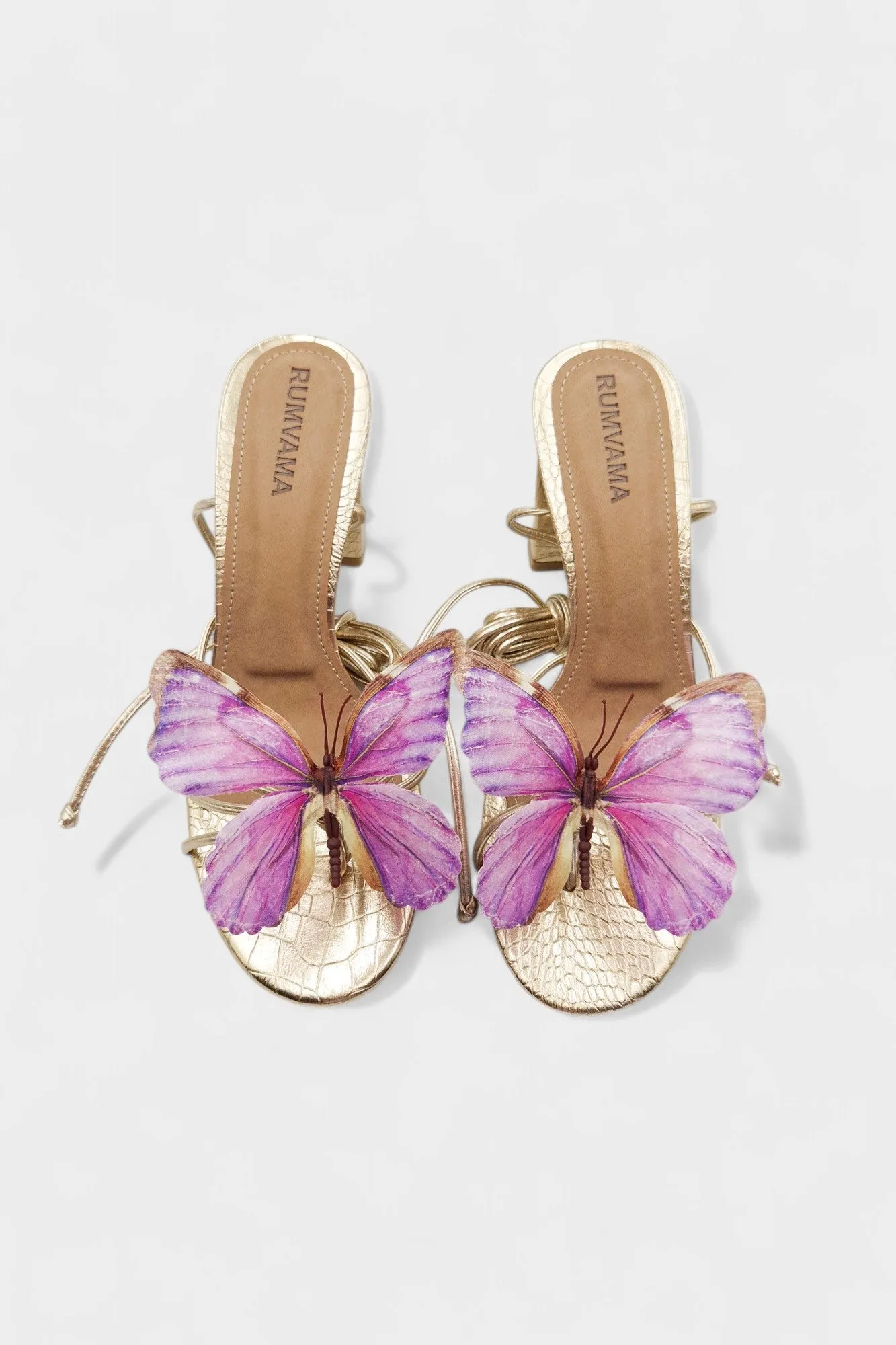 Lilac Butterfly Gold Heels