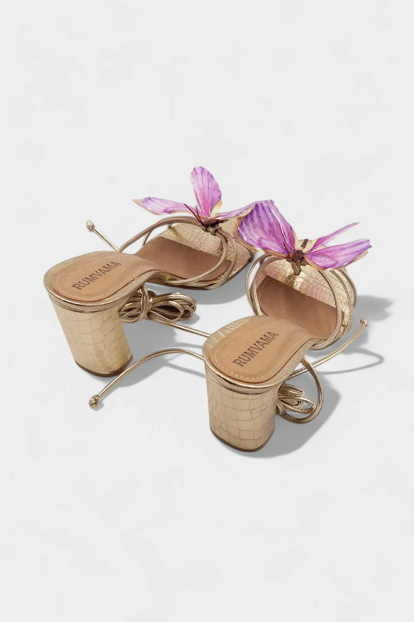 Lilac Butterfly Gold Heels