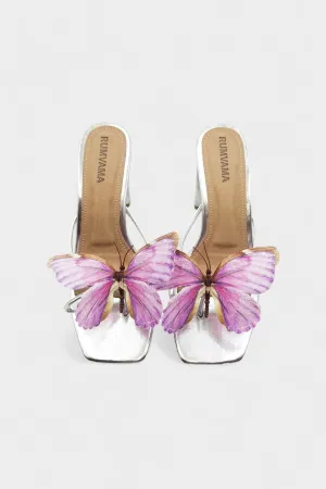 Lilac Butterfly Silver Heels