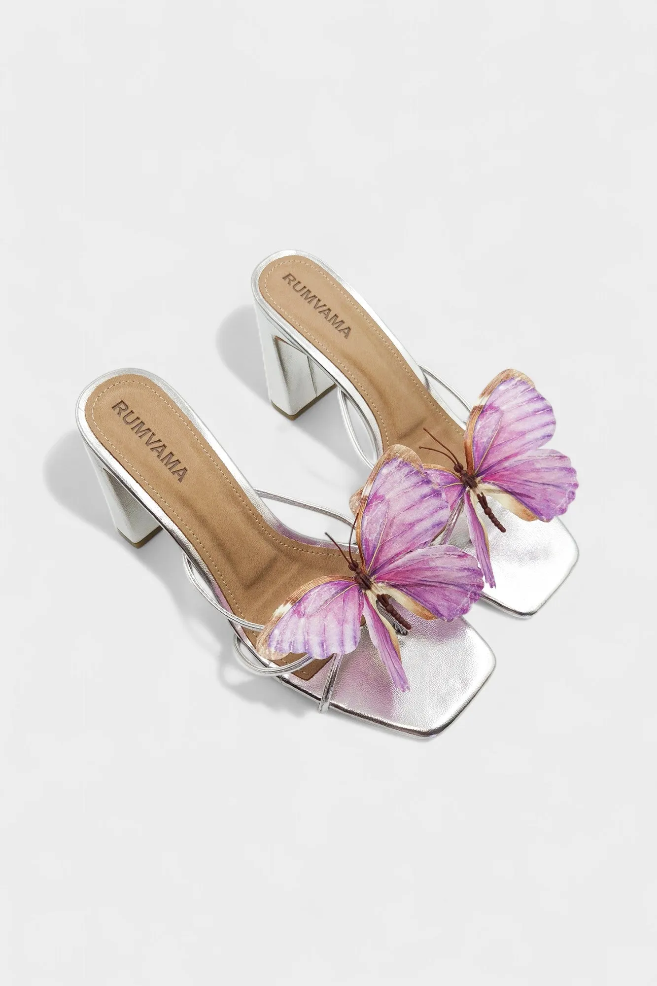 Lilac Butterfly Silver Heels