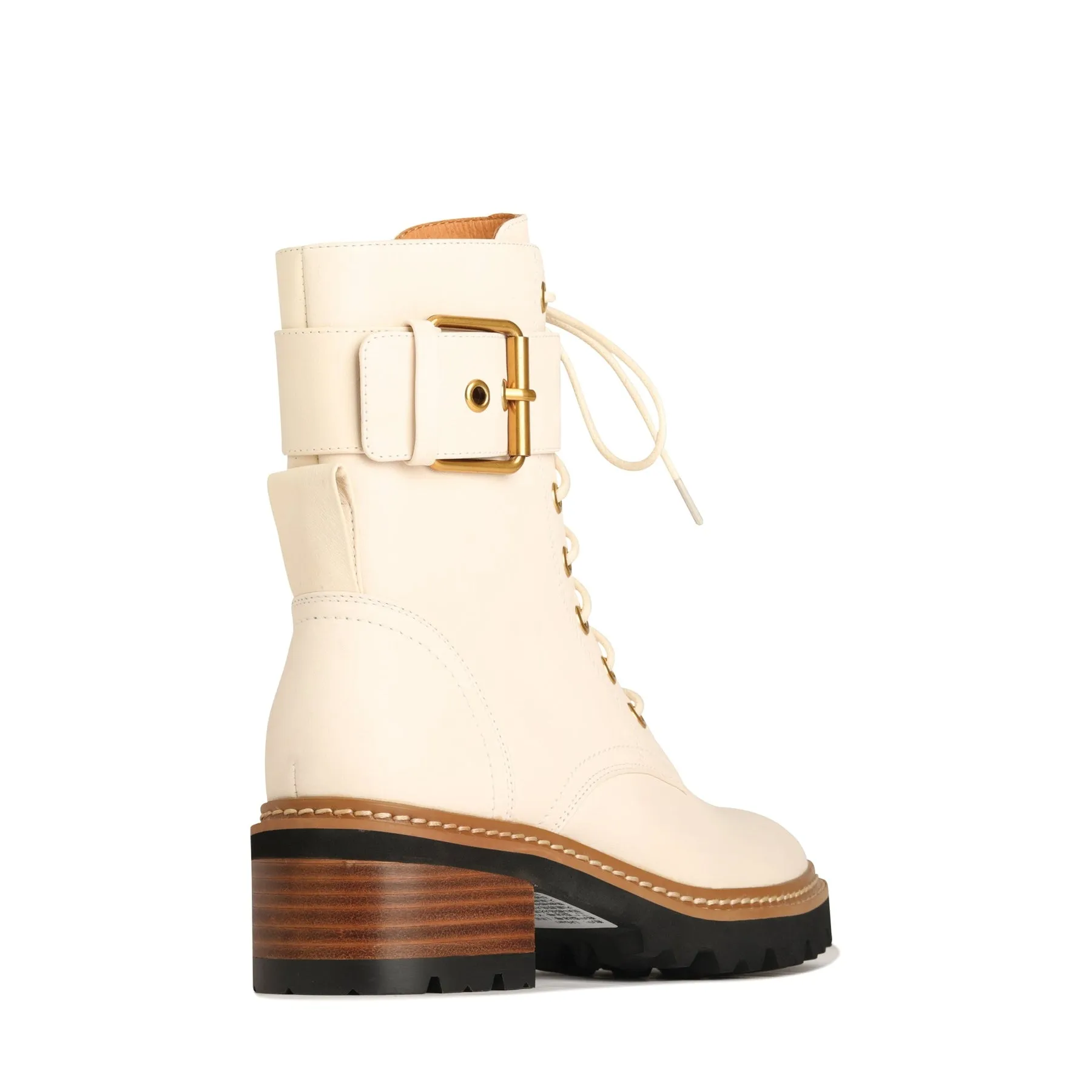 LINE LEATHER LACE UP BOOTS