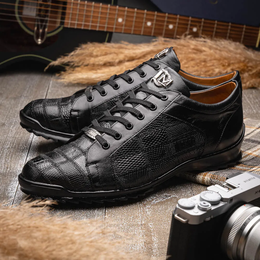 Marco Di Milano Bari in Black Lizard Sneakers