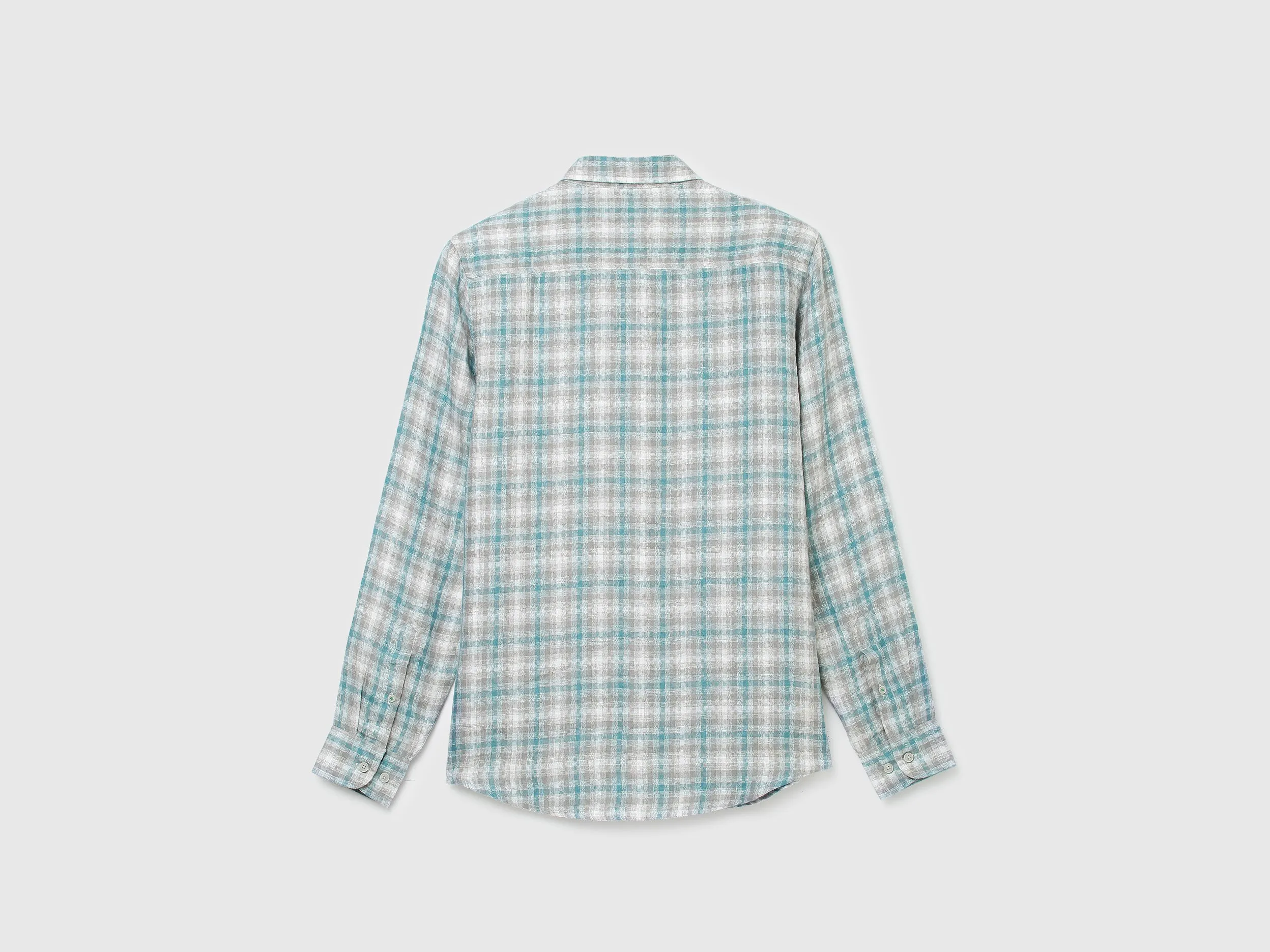 Men Checked Spread Collar Shirt