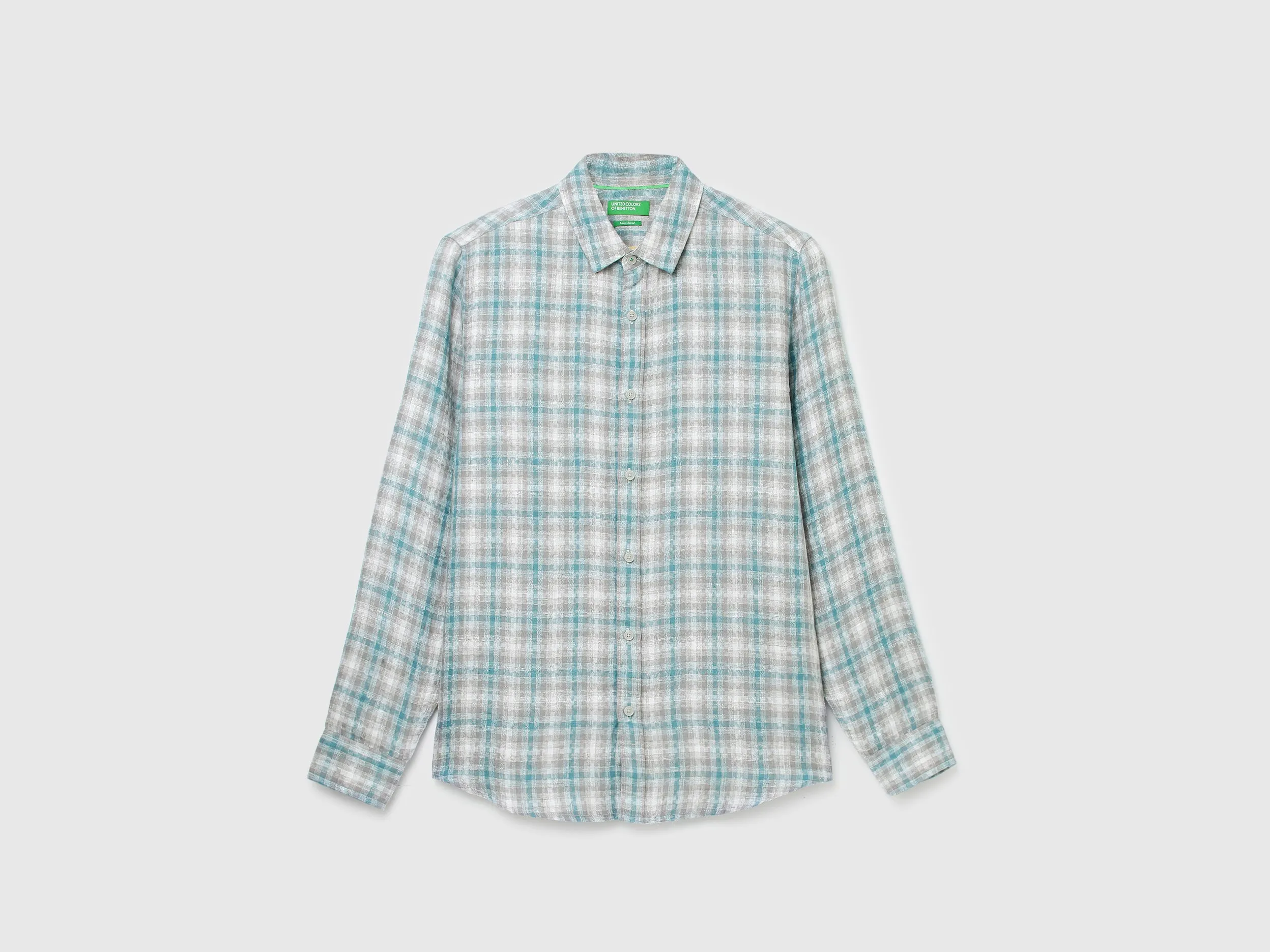 Men Checked Spread Collar Shirt