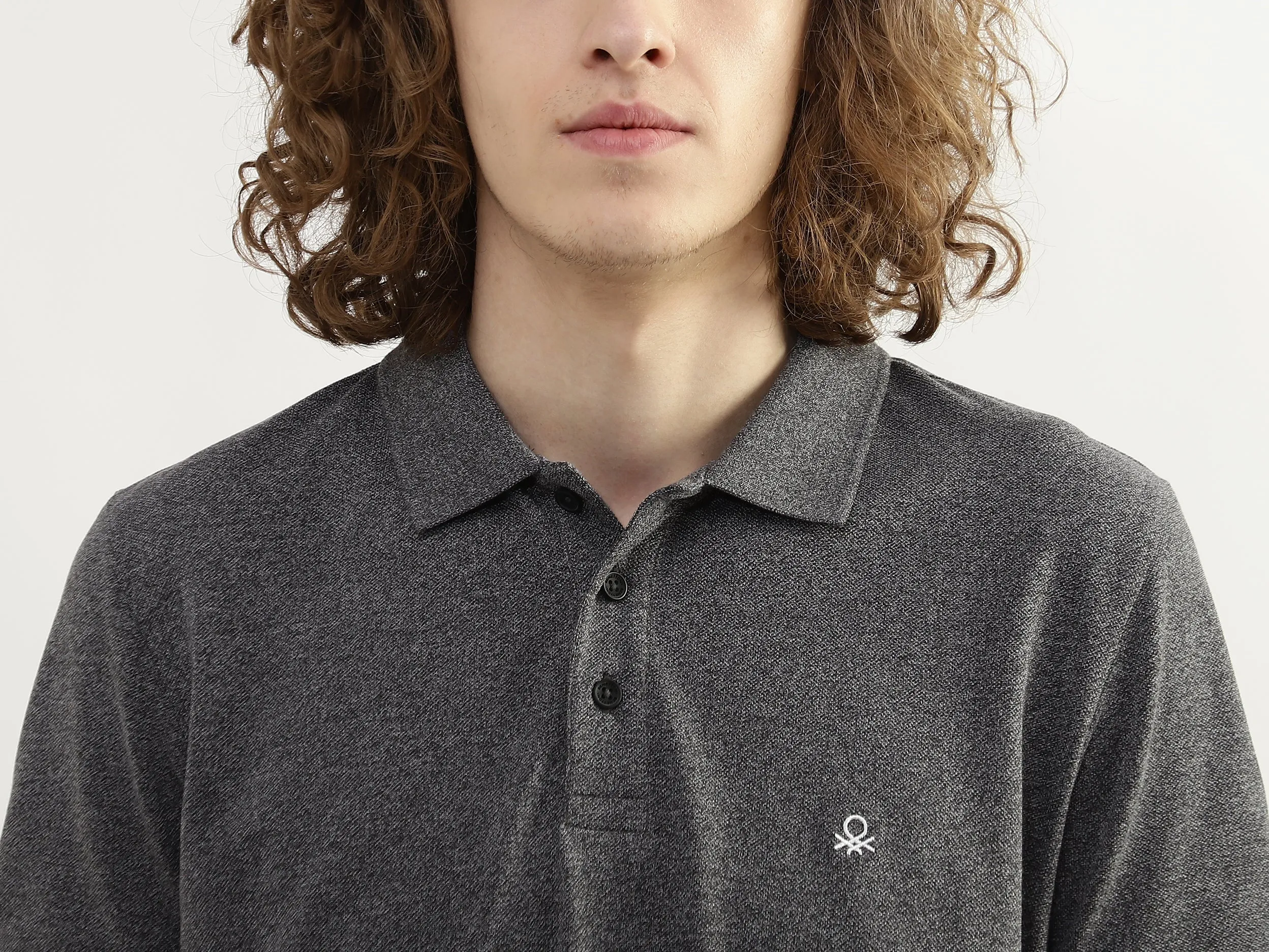 Men Textured Polo Collar T-shirt